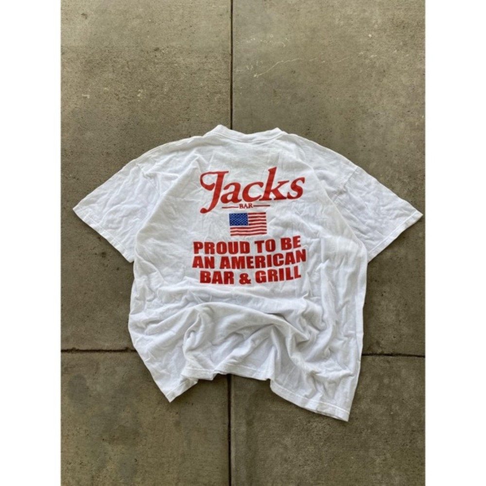 Jacks Bar San Francisco Shirt Mens 2XL White American Flag Graphic Patriotic Tee - Picture 11 of 13